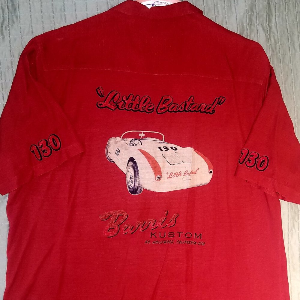 Button Down, red Barris Deluxe shirt, classic car